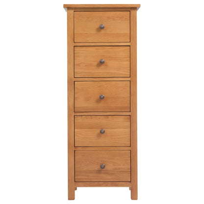 Tall Chest 5 Drawer Solid Oak Wood Storage Cabinet Organizer