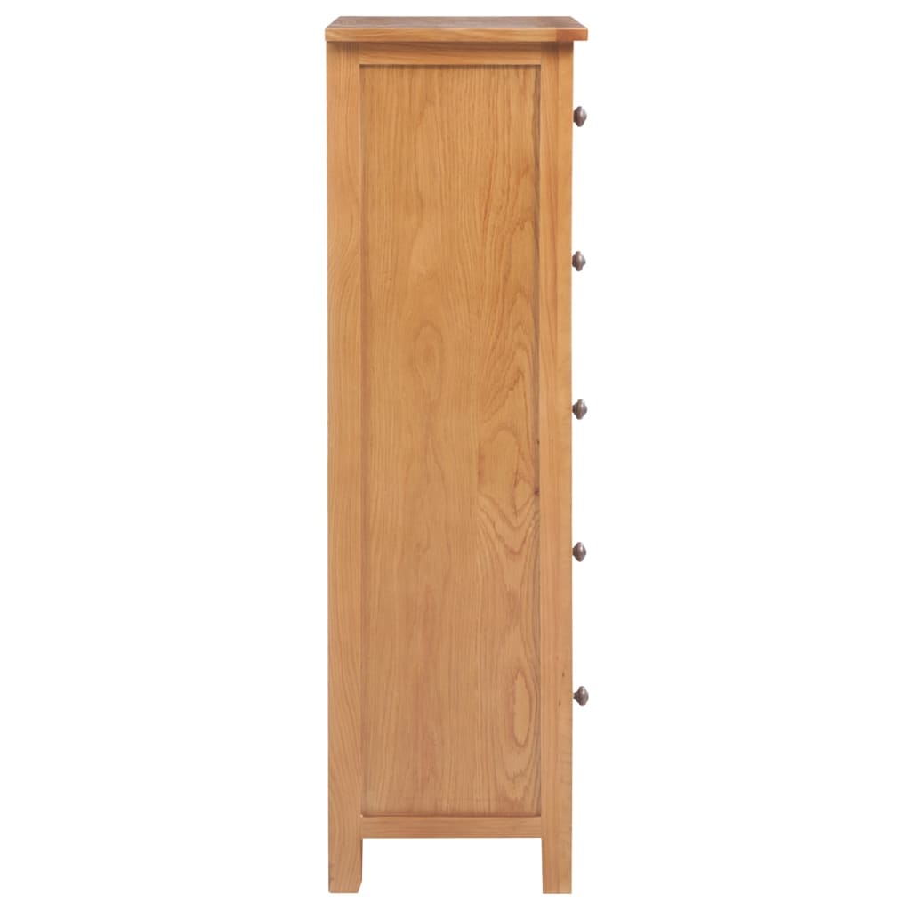 Tall Chest 5 Drawer Solid Oak Wood Storage Cabinet Organizer