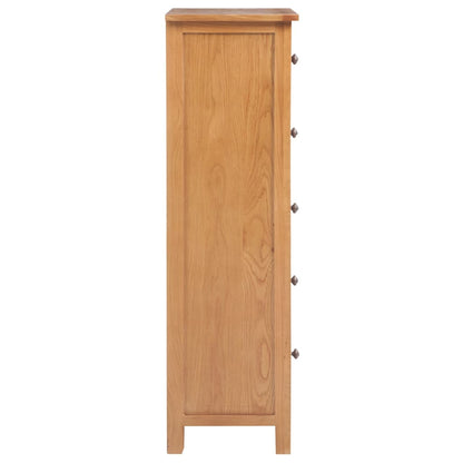 Tall Chest 5 Drawer Solid Oak Wood Storage Cabinet Organizer