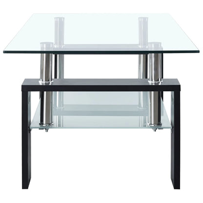 Coffee Table Black and Transparen Tempered Glass