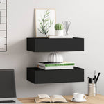 Wall Mounted Drawer Shelves Black Set of 2 | HomeAndLiving
