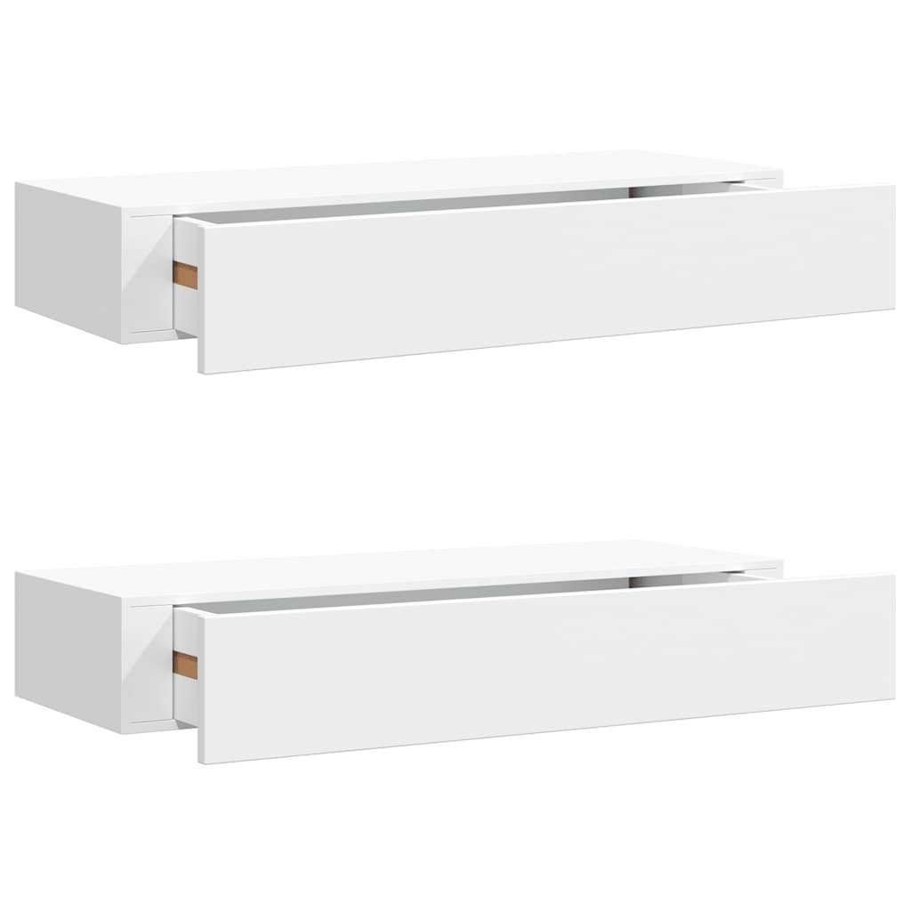 Wall Mounted Drawer Shelves 2pc White MDF | HomeAndLiving