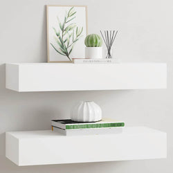 Wall Mounted Drawer Shelves 2pc White MDF | HomeAndLiving