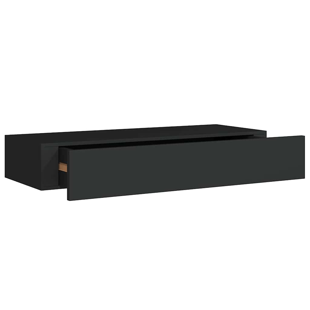 Wall Mounted Drawer Shelf Black MDF 60cm | HomeAndLiving