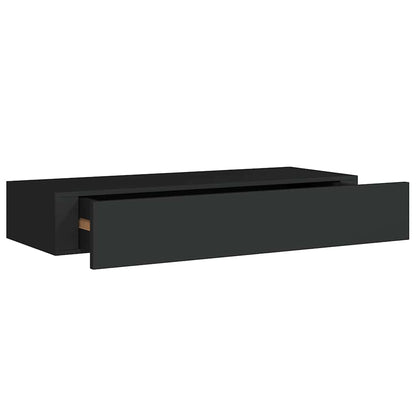Wall Mounted Drawer Shelf Black MDF 60cm | HomeAndLiving