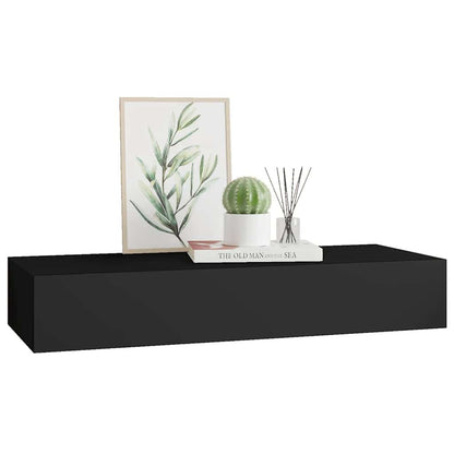 Wall Mounted Drawer Shelf Black MDF 60cm | HomeAndLiving