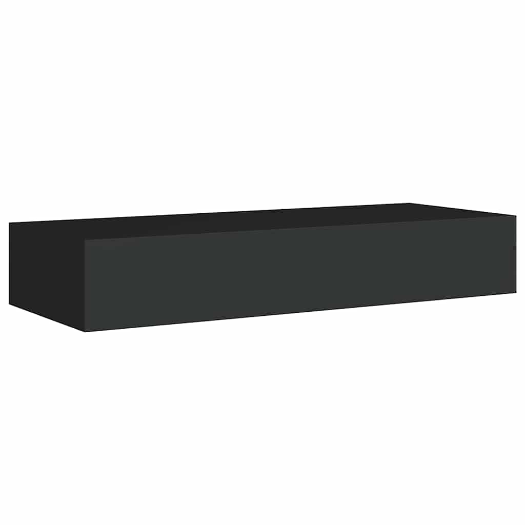 Wall Mounted Drawer Shelf Black MDF 60cm | HomeAndLiving