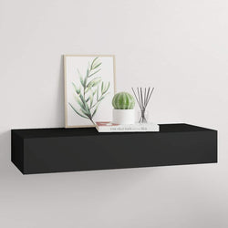 Wall Mounted Drawer Shelf Black MDF 60cm | HomeAndLiving
