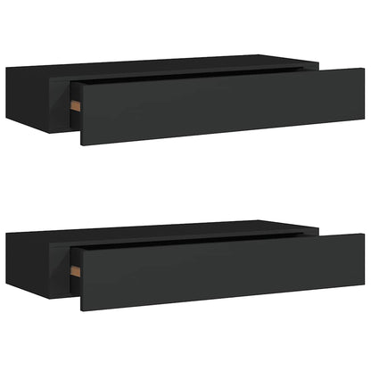Floating Drawer Shelves Set 2 Black MDF | HomeAndLiving