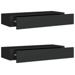 Floating Drawer Shelves Set 2 Black MDF | HomeAndLiving