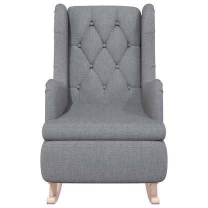 Armchair with Solid Rubber Wood Rocking Legs Light Grey Fabric