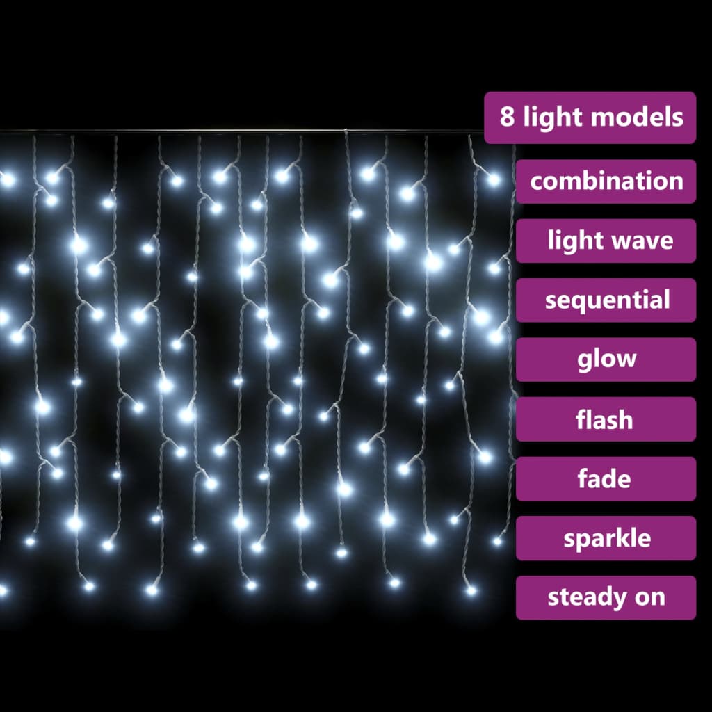 LED Curtain Fairy Lights 3x3m 300 LED Warm White 8 Function