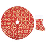 Luxury Christmas Tree Skirt with Sock Red