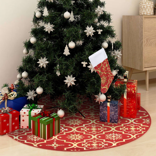  Luxury Christmas Tree Skirt with Sock Red - Fabric