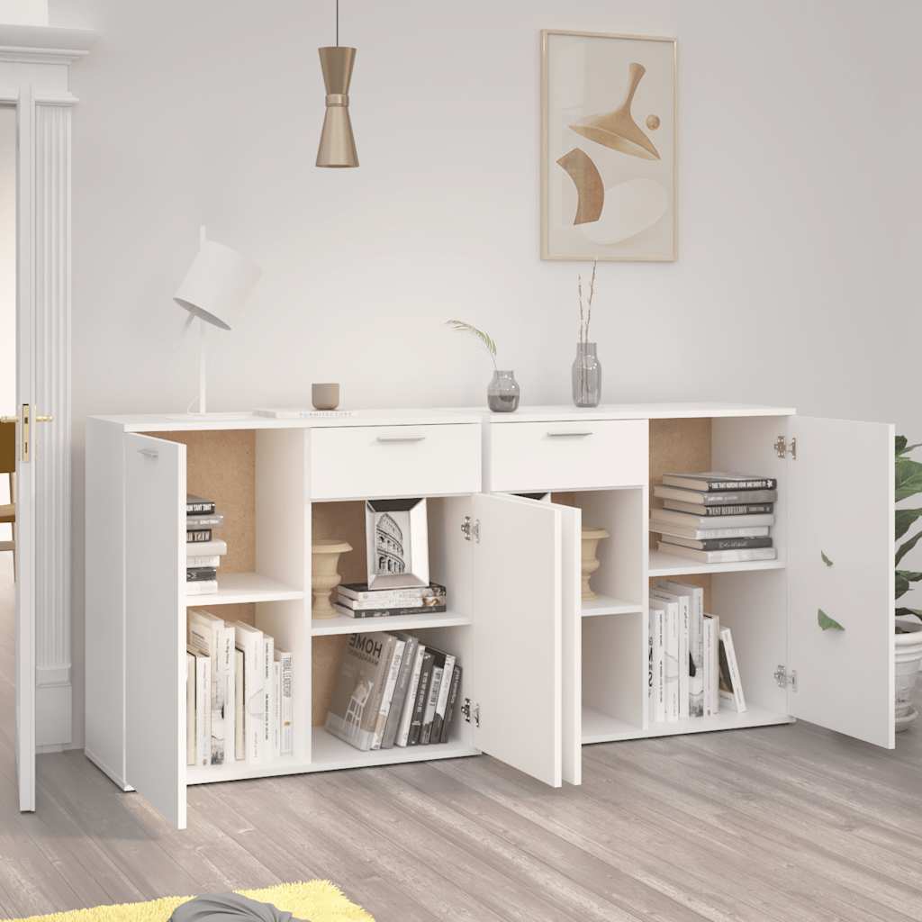 White Sideboard 160cm 4 Door 2 Drawer Storage | HomeAndLiving