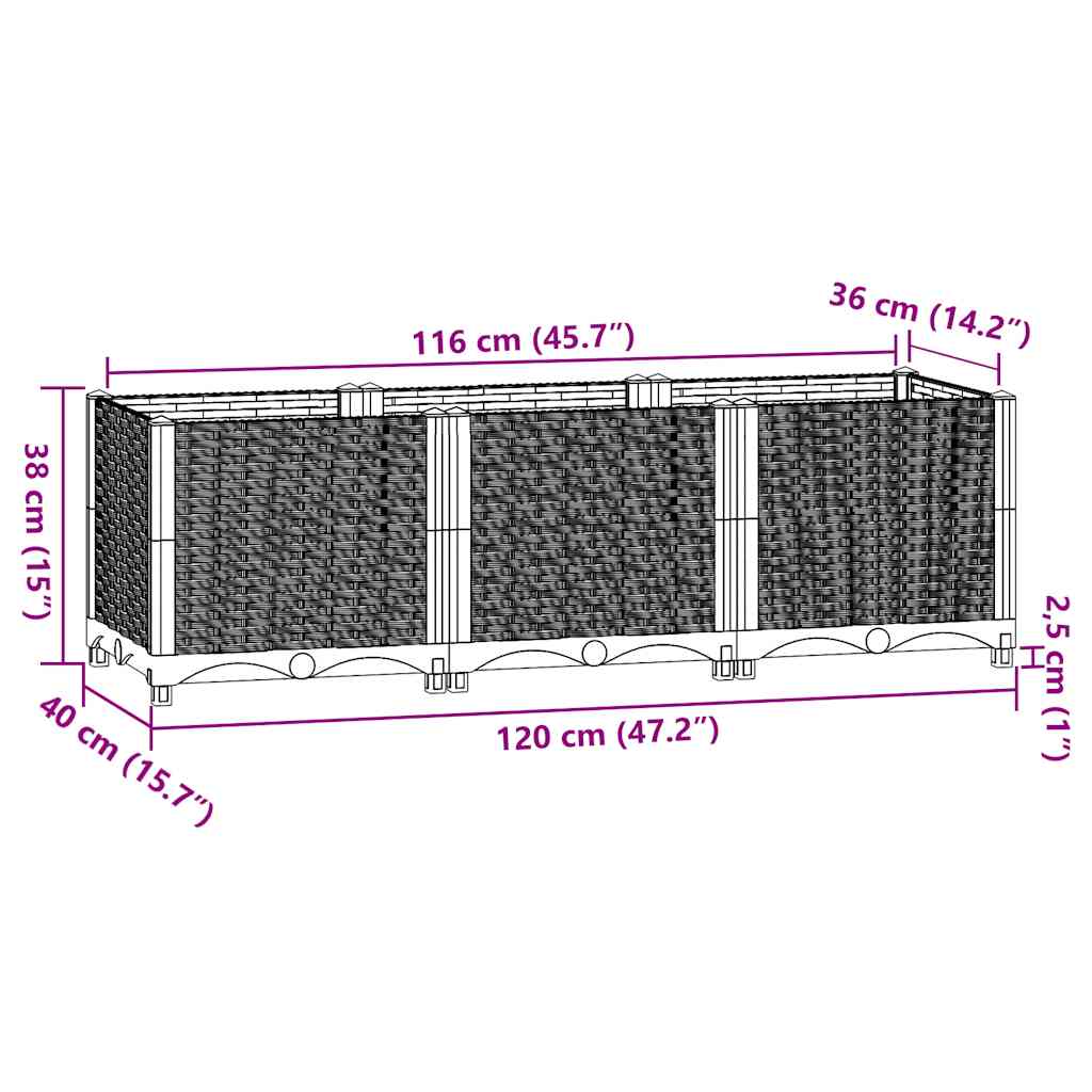 Raised Garden Bed 120x40cm Polypropylene | HomeAndLiving