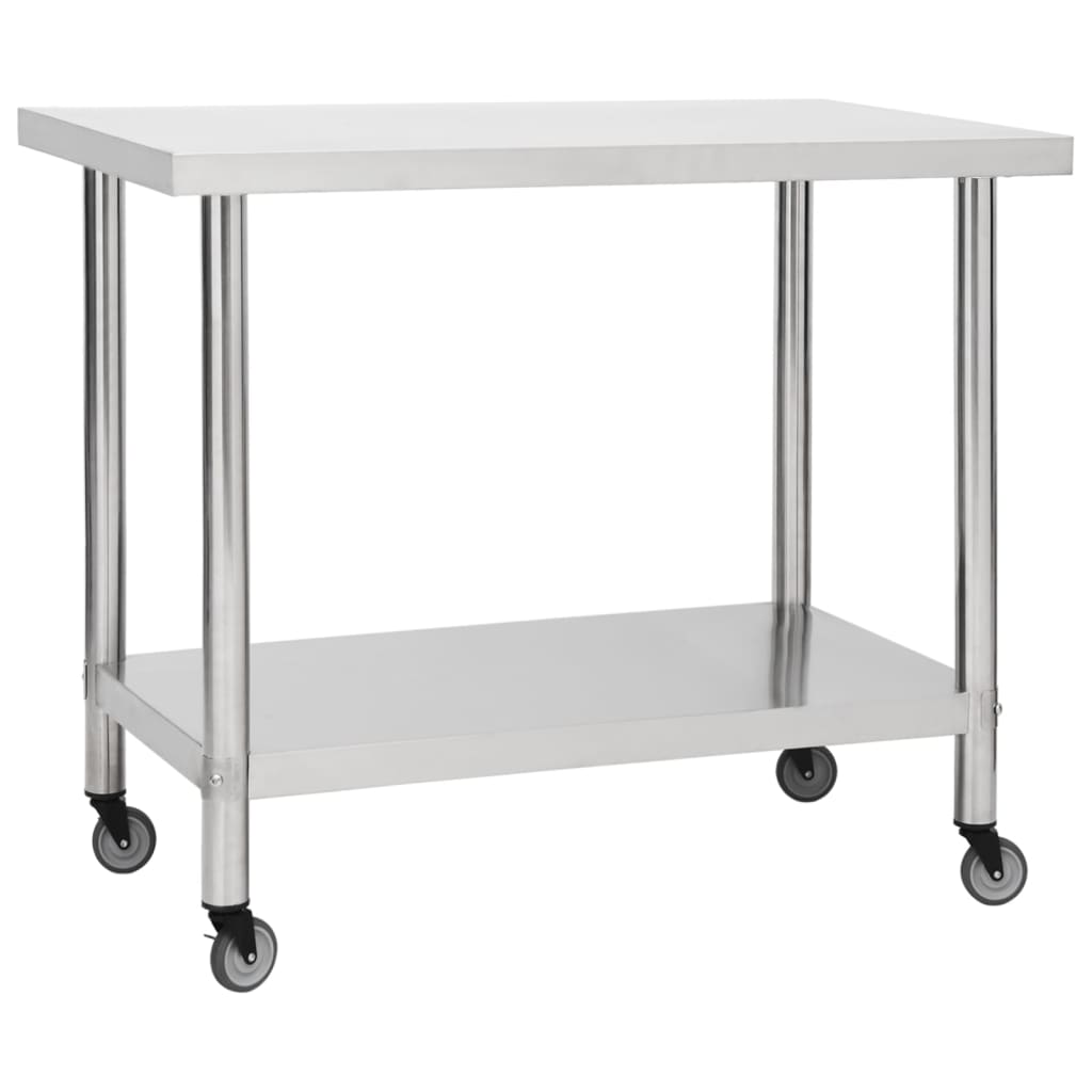 Stainless Steel Kitchen Work Table Wheels 80x60cm | HomeAndLiving