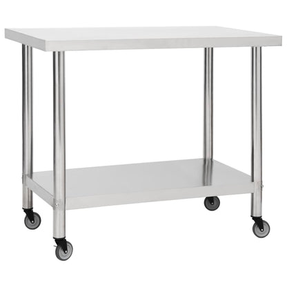 Stainless Steel Kitchen Work Table Wheels 80x60cm | HomeAndLiving