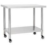 Stainless Steel Kitchen Work Table Wheels 80x60cm | HomeAndLiving
