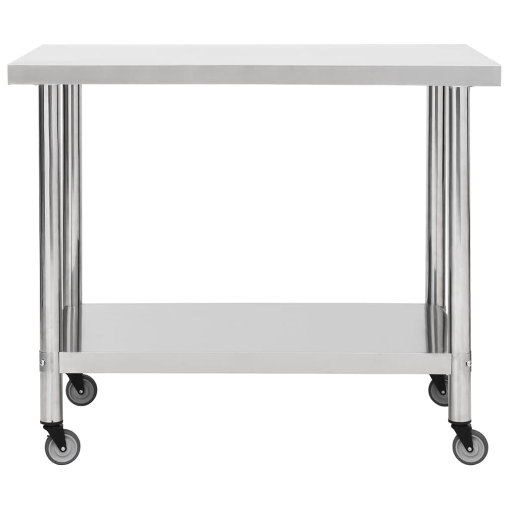 Stainless Steel Kitchen Work Table Wheels 80x60cm | HomeAndLiving