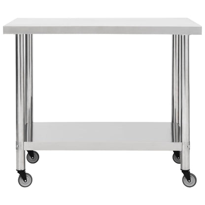 Stainless Steel Kitchen Work Table Wheels 80x60cm | HomeAndLiving