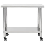 Stainless Steel Kitchen Work Table Wheels 80x60cm | HomeAndLiving