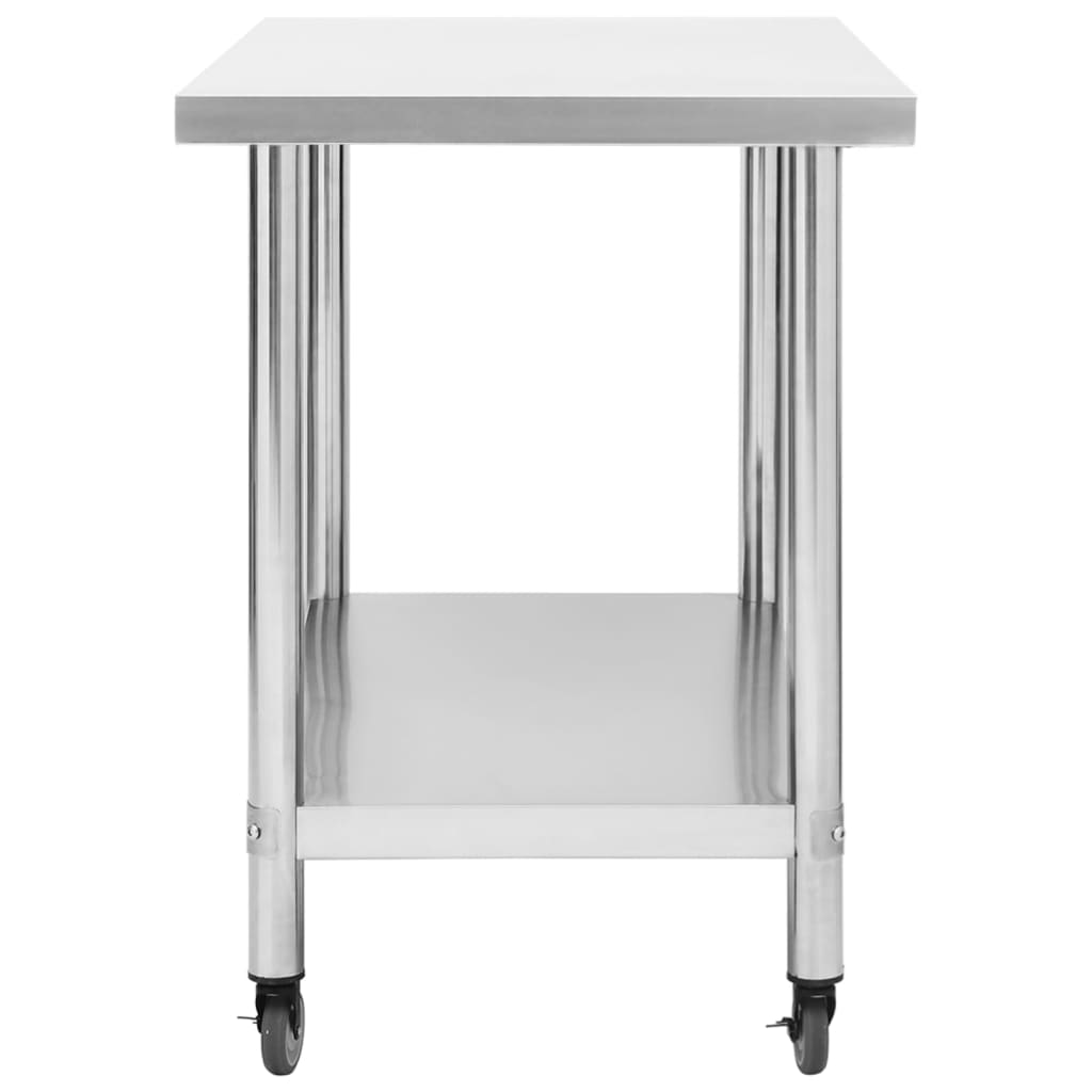 Stainless Steel Kitchen Work Table Wheels 80x60cm | HomeAndLiving