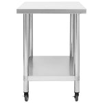 Stainless Steel Kitchen Work Table Wheels 80x60cm | HomeAndLiving