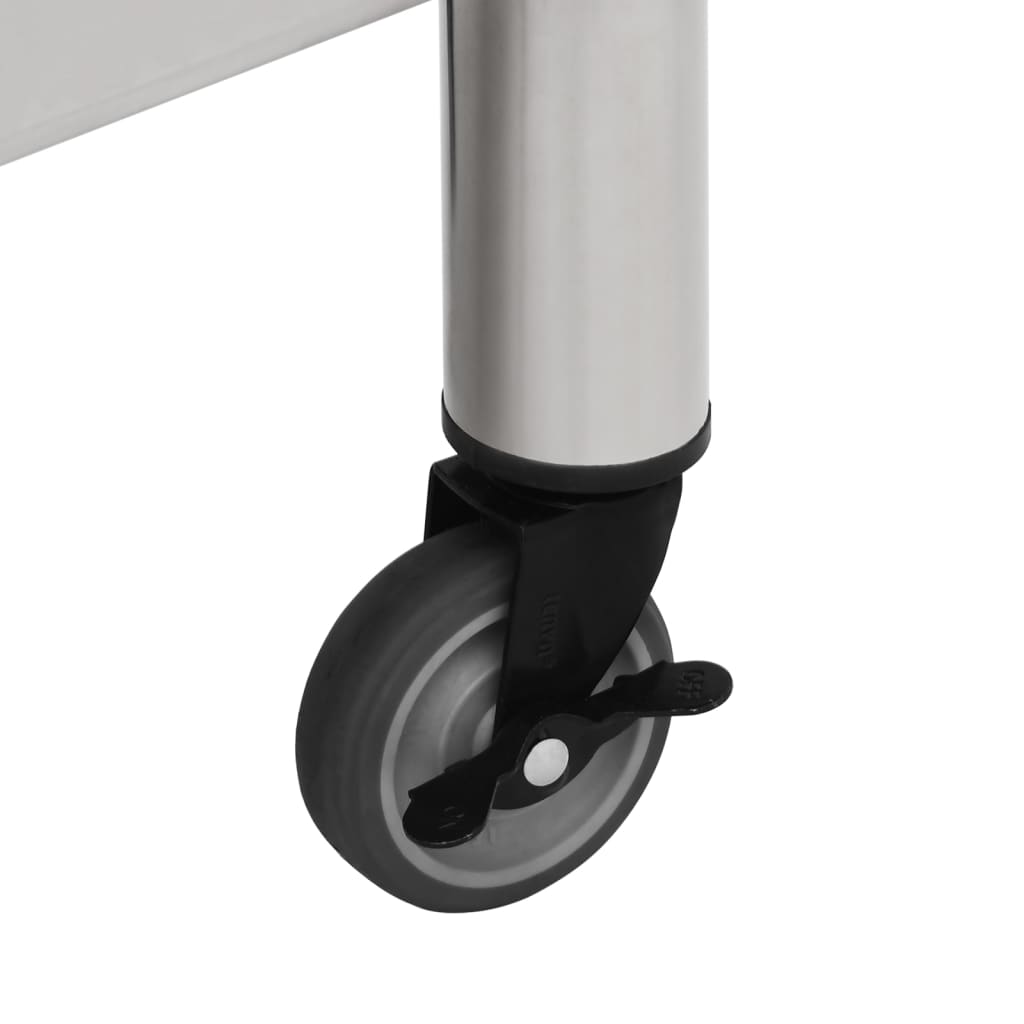 Stainless Steel Kitchen Work Table Wheels 80x60cm | HomeAndLiving