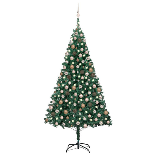 Enchanted Evergreen: LED-Lit Artificial Christmas Tree with Ornament Set