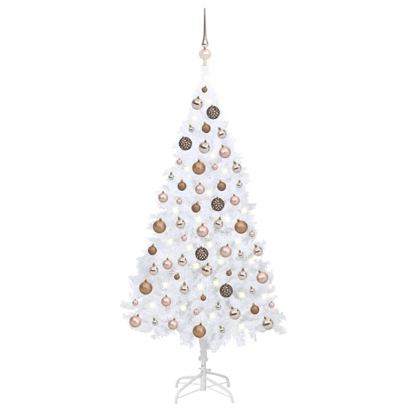 Artificial Christmas Tree with LED & Ball Set White 180 cm PVC