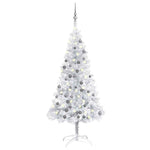 Artificial Christmas Tree with LEDs& Ball Set Silver 150 cm PET