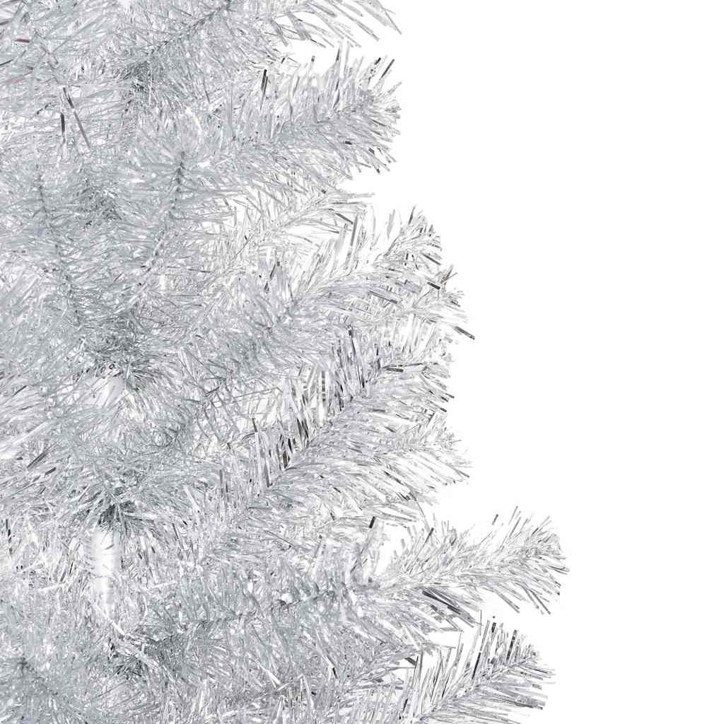 Artificial Christmas Tree with LEDs& Ball Set Silver 150 cm PET