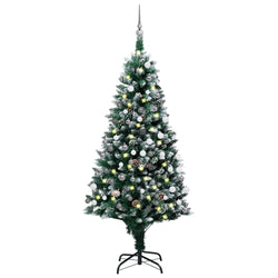 Artificial Christmas Tree with LEDs& Ball Set&Pine Cones 180 cm
