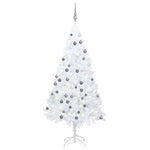 Artificial Christmas Tree with LEDs& Ball Set White 180 cm PVC