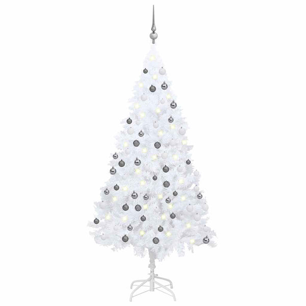  Artificial Christmas Tree with LEDs& Ball Set White 180 cm PVC