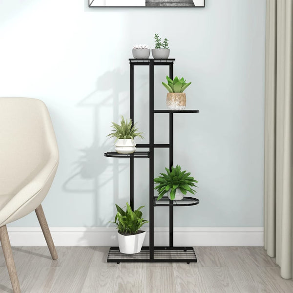  5-Floor Flower Stand Black Metal