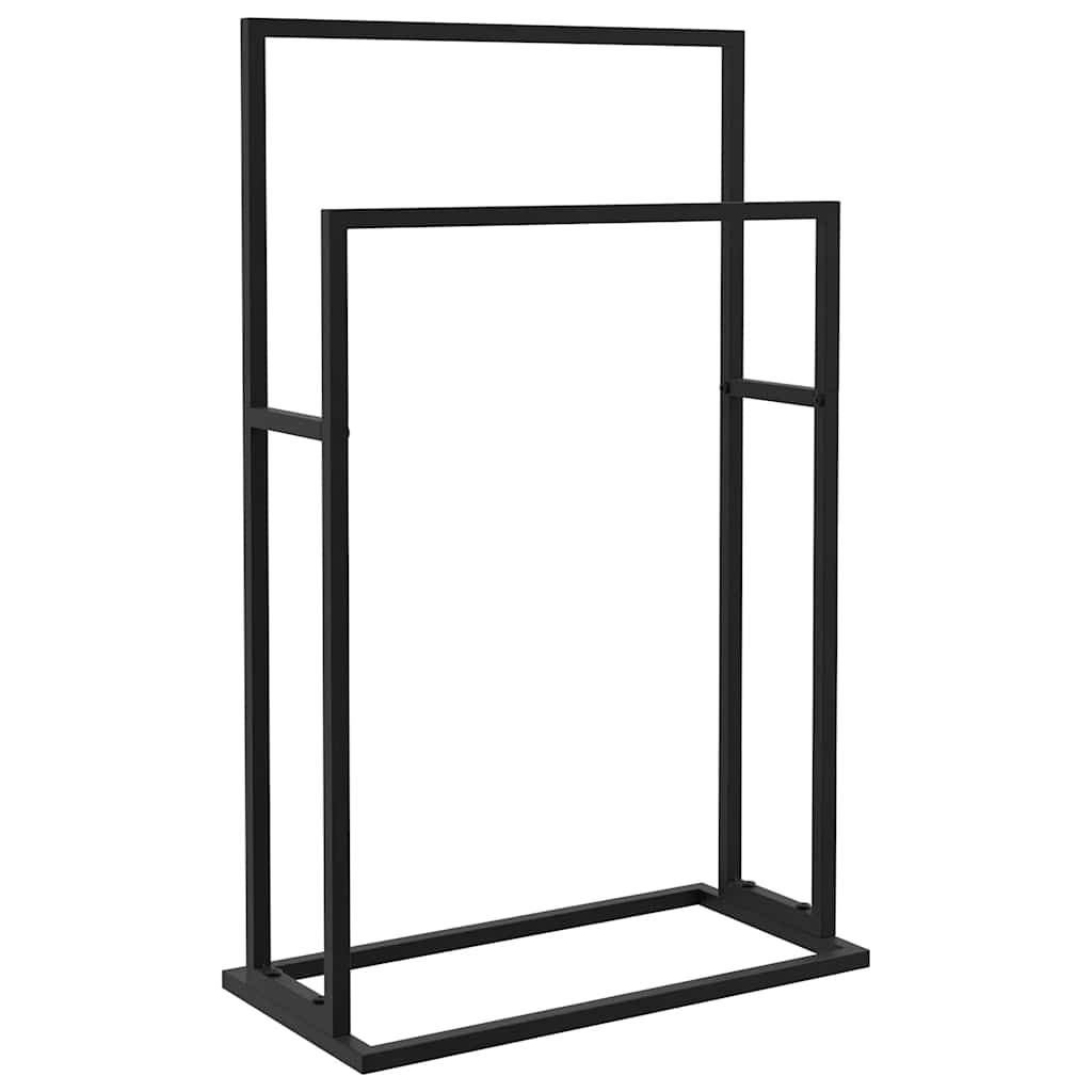 Freestanding Towel Rack Black Iron 2-Tier | HomeAndLiving