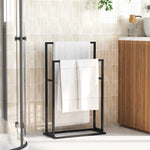 Freestanding Towel Rack Black Iron 2-Tier | HomeAndLiving