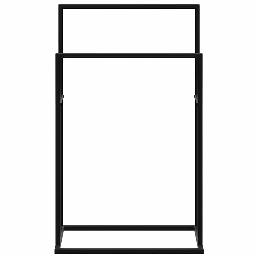 Freestanding Towel Rack Black Iron 2-Tier | HomeAndLiving