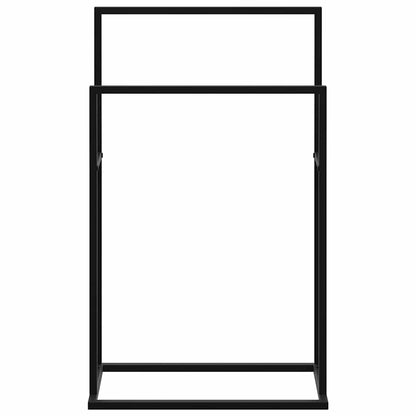 Freestanding Towel Rack Black Iron 2-Tier | HomeAndLiving