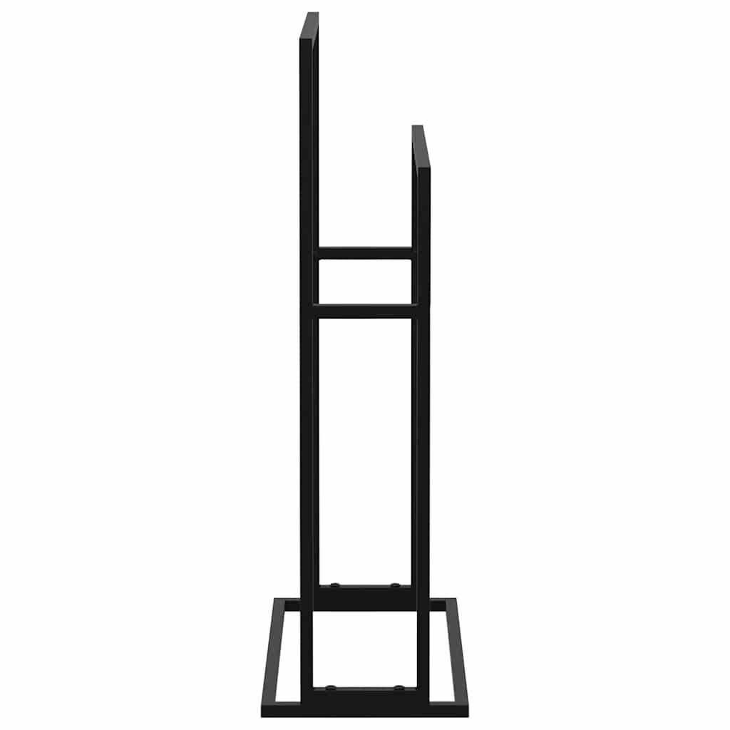 Freestanding Towel Rack Black Iron 2-Tier | HomeAndLiving