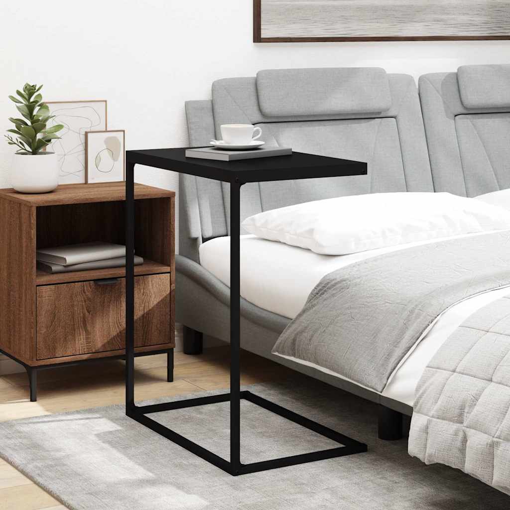 C-Shaped Side Table Black Engineered Wood | HomeAndLiving