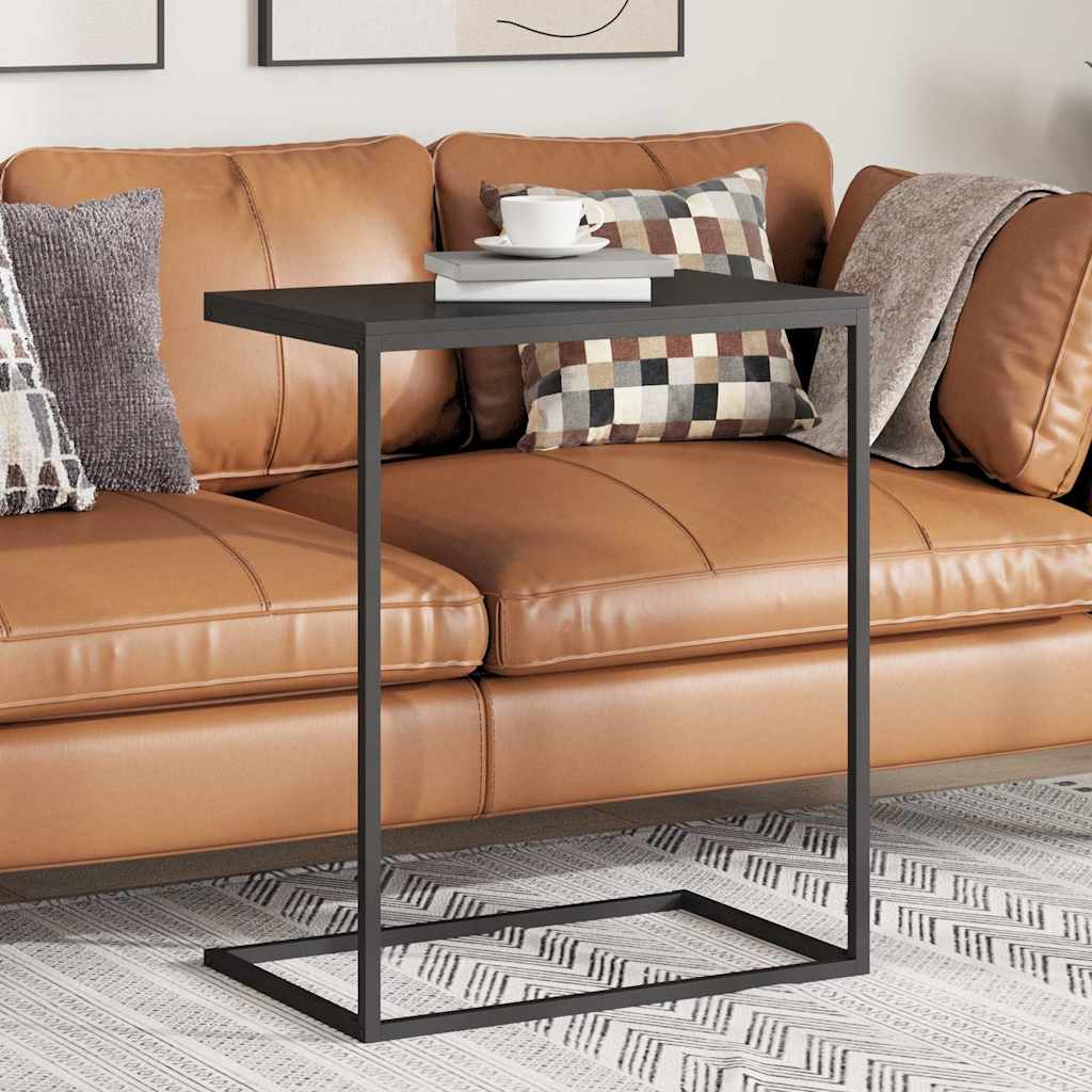 C-Shaped Side Table Black Engineered Wood | HomeAndLiving