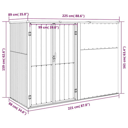 Garden Tool Shed Galvanised Steel 225x89cm | HomeAndLiving