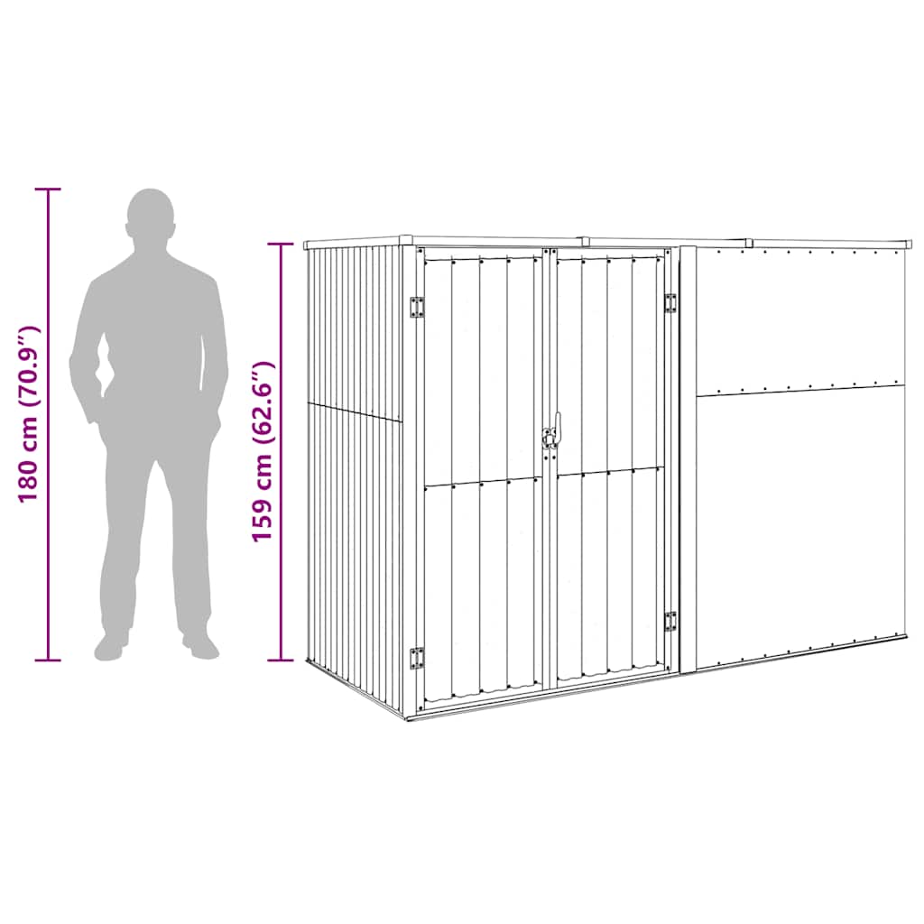 Garden Tool Shed Galvanised Steel 225x89cm | HomeAndLiving
