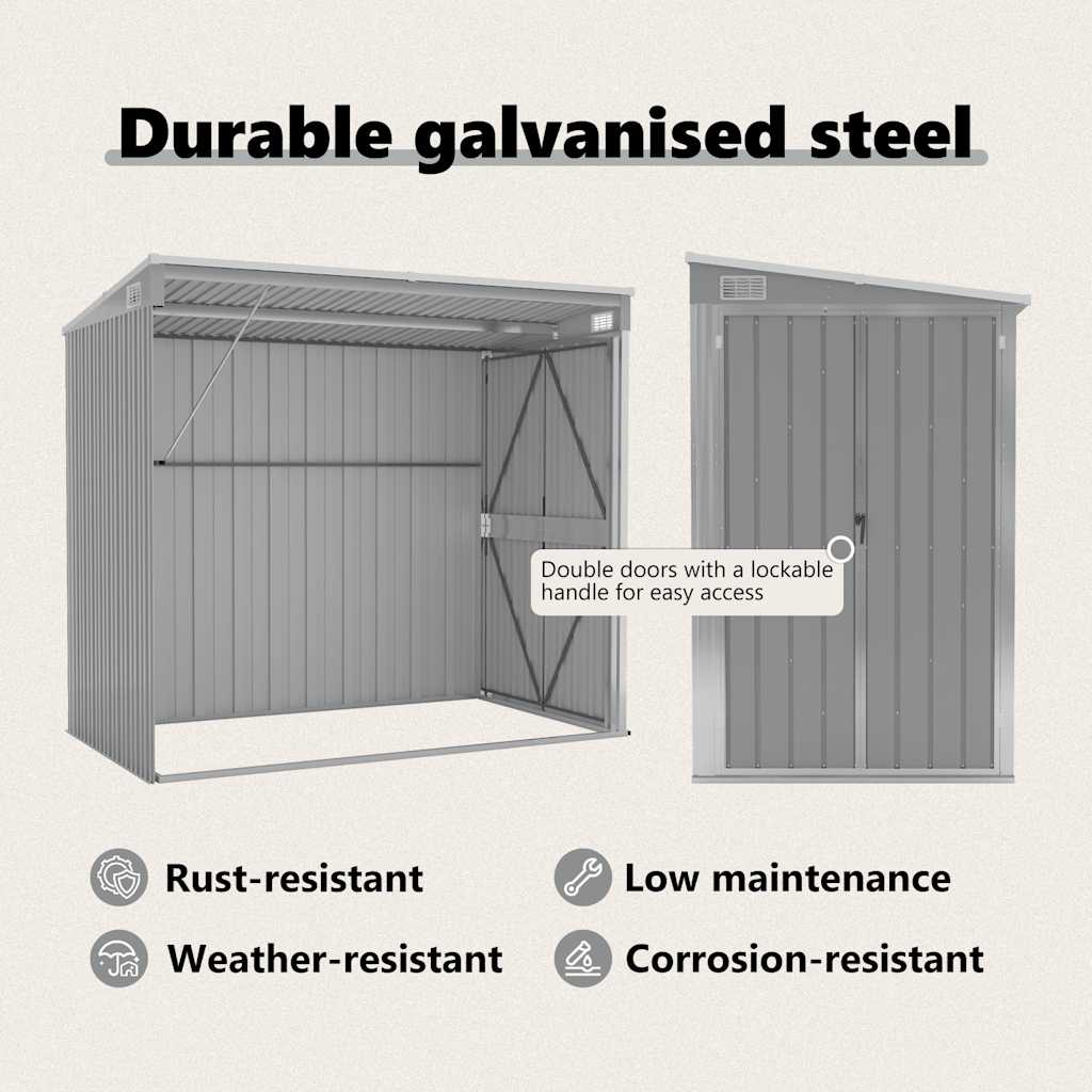Wall-Mounted Garden Shed Galvanised Steel | HomeAndLiving