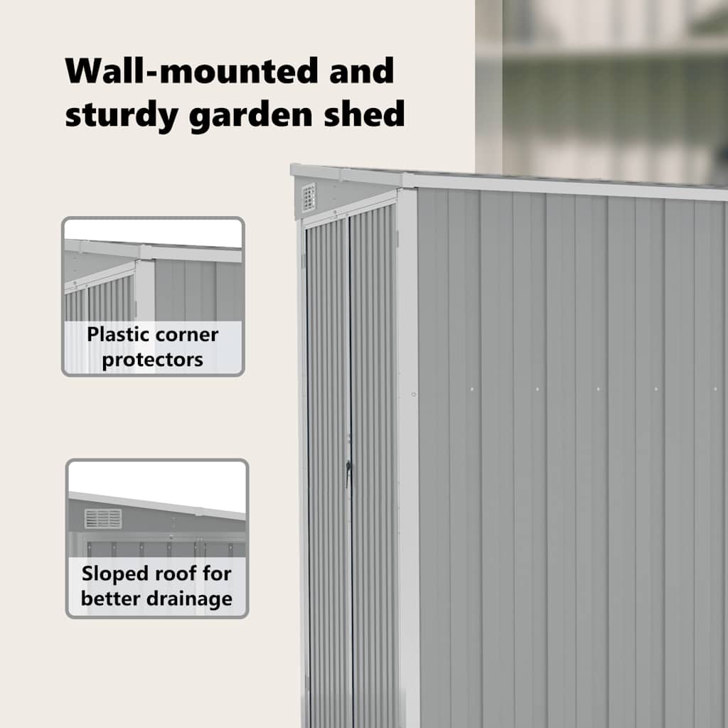 Wall-Mounted Garden Shed Galvanised Steel | HomeAndLiving