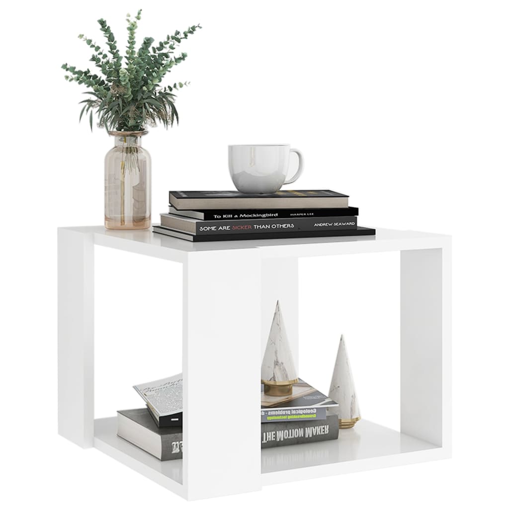 Coffee Table White, Engineered Wood - 40×40×30cm