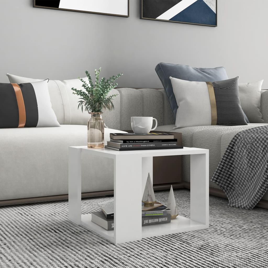 Coffee Table White, Engineered Wood - 40×40×30cm